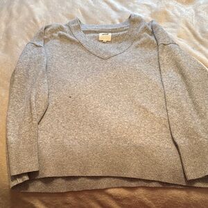 Aerie Light Gray V-Neck Sweater